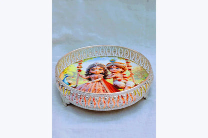 German Silver Pichwai Tray - Puja Celebrations