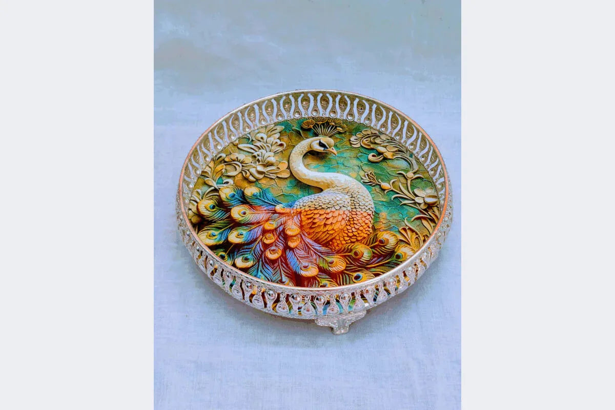 German Silver Pichwai Tray - Puja Celebrations