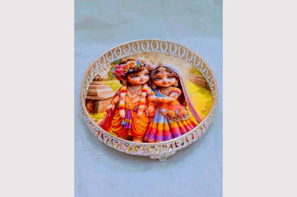 German Silver Pichwai Tray - Puja Celebrations
