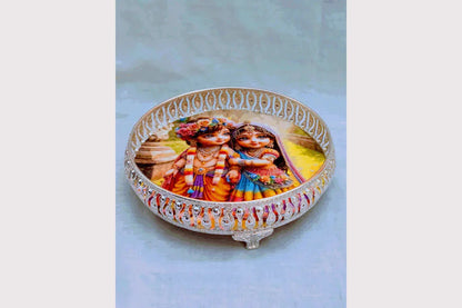 German Silver Pichwai Tray - Puja Celebrations