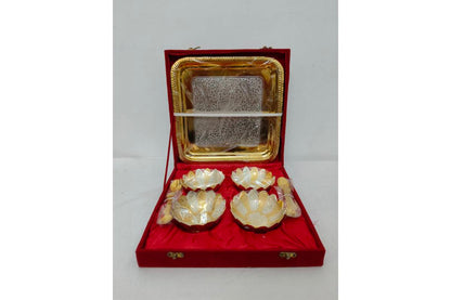 Bowl Gold Silver Tray Set