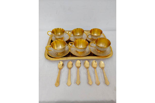 Gold Silver Tray with Cup Saucer