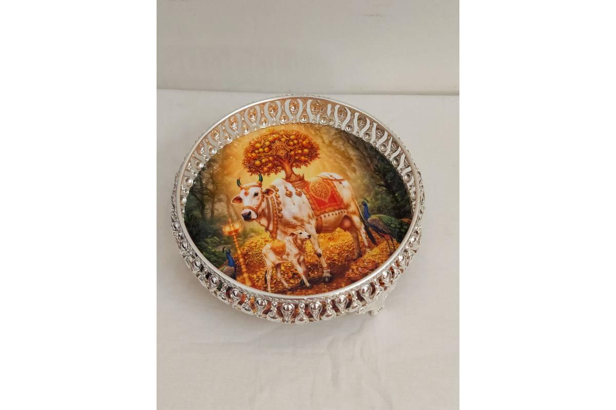 German Silver Pichwai Tray - Puja Celebrations