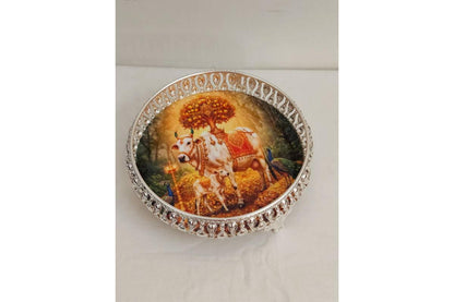 German Silver Pichwai Tray - Puja Celebrations