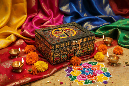 Tanjore Print Wooden Jewel Box