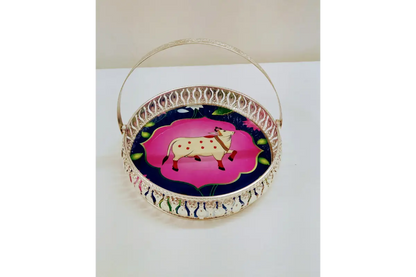 German Silver Decorative Tray With Handle