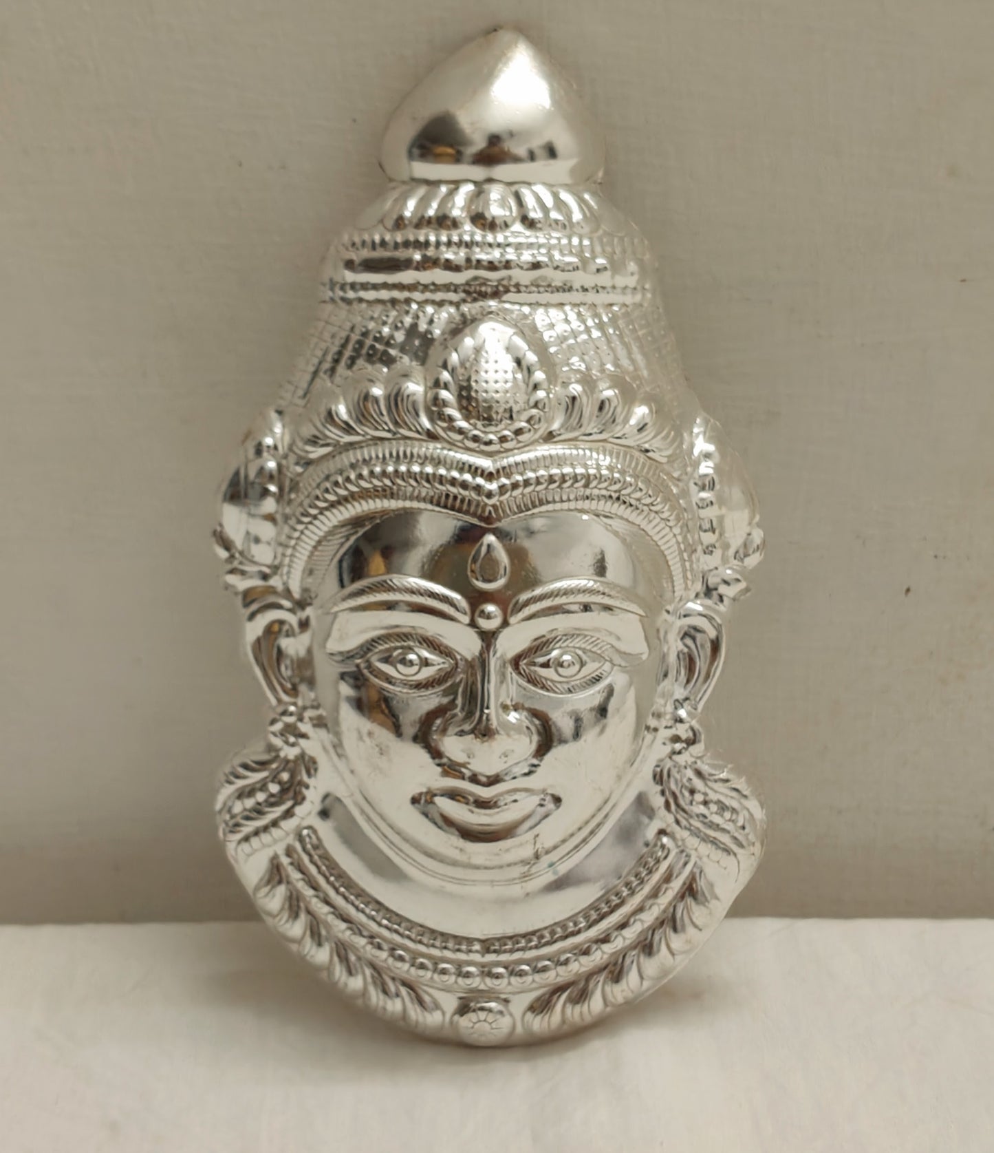 German Silver Goddess Gowri Face for Puja & Festivals (Ammavaru Mukham)