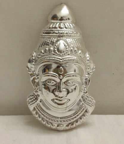 German Silver Goddess Gowri Face for Puja & Festivals (Ammavaru Mukham)