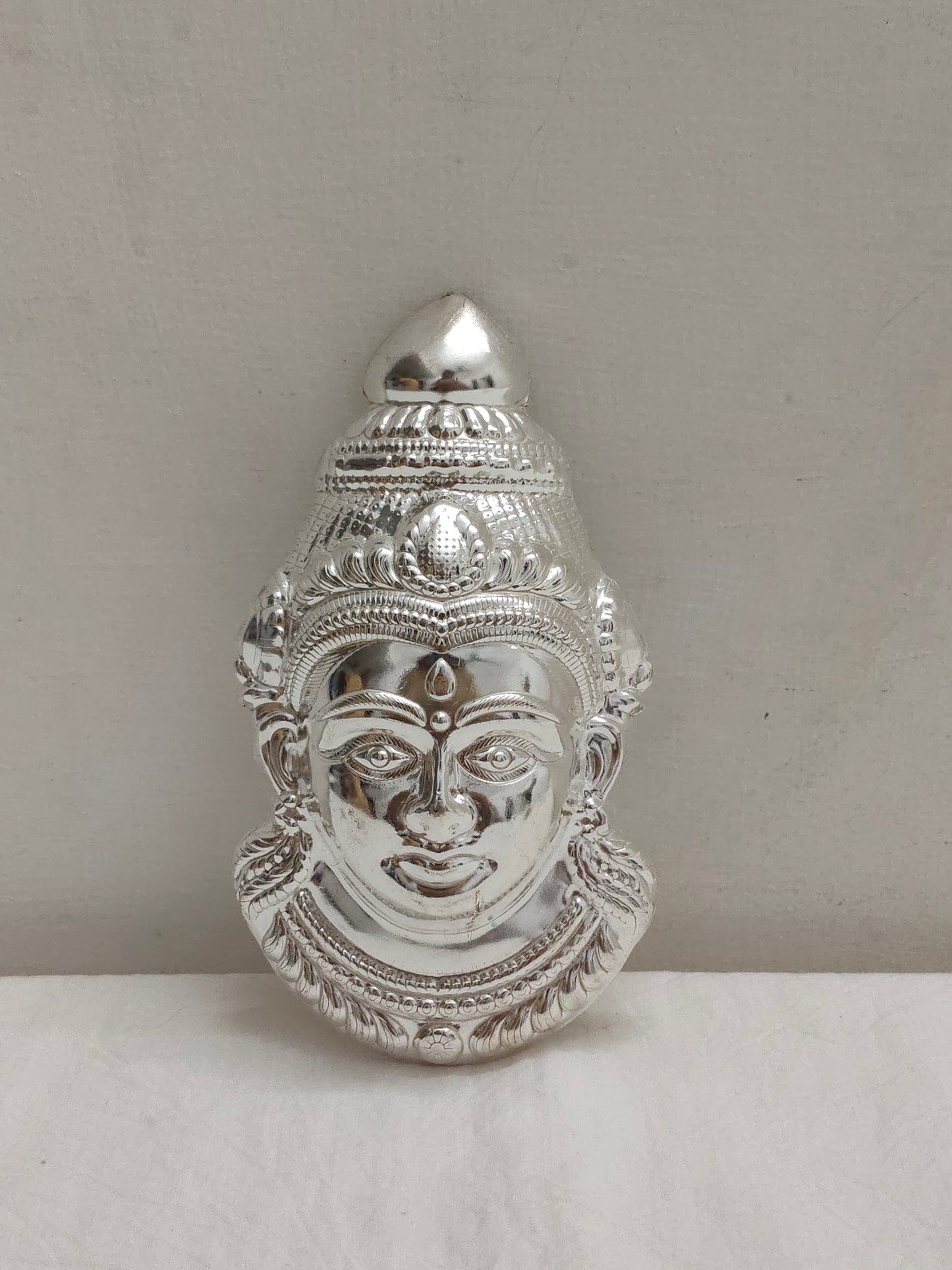German Silver Goddess Gowri Face for Puja & Festivals (Ammavaru Mukham)