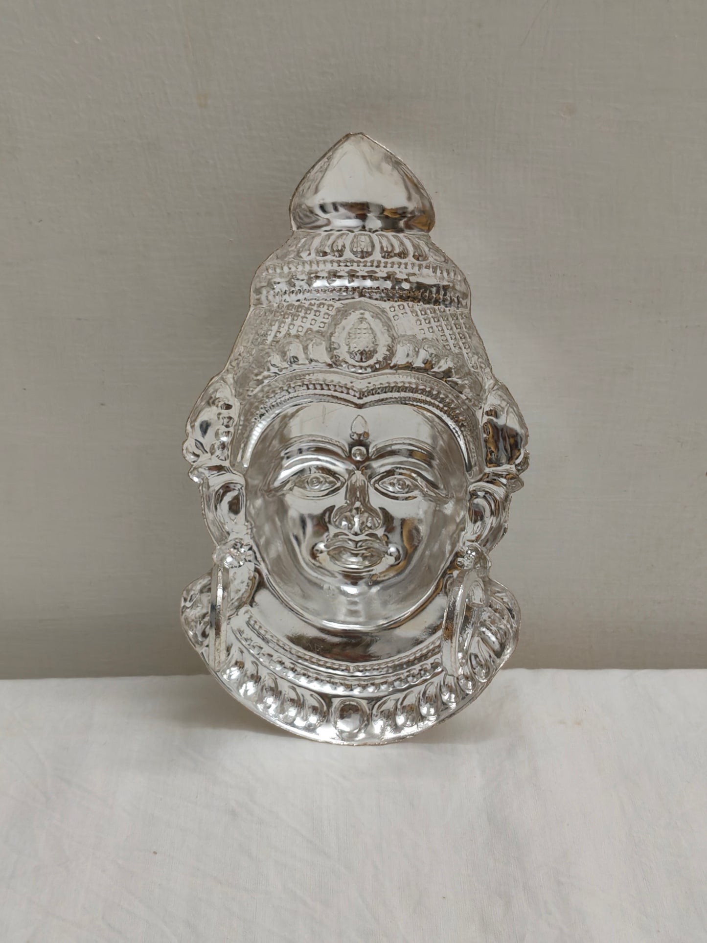 German Silver Goddess Gowri Face for Puja & Festivals (Ammavaru Mukham)