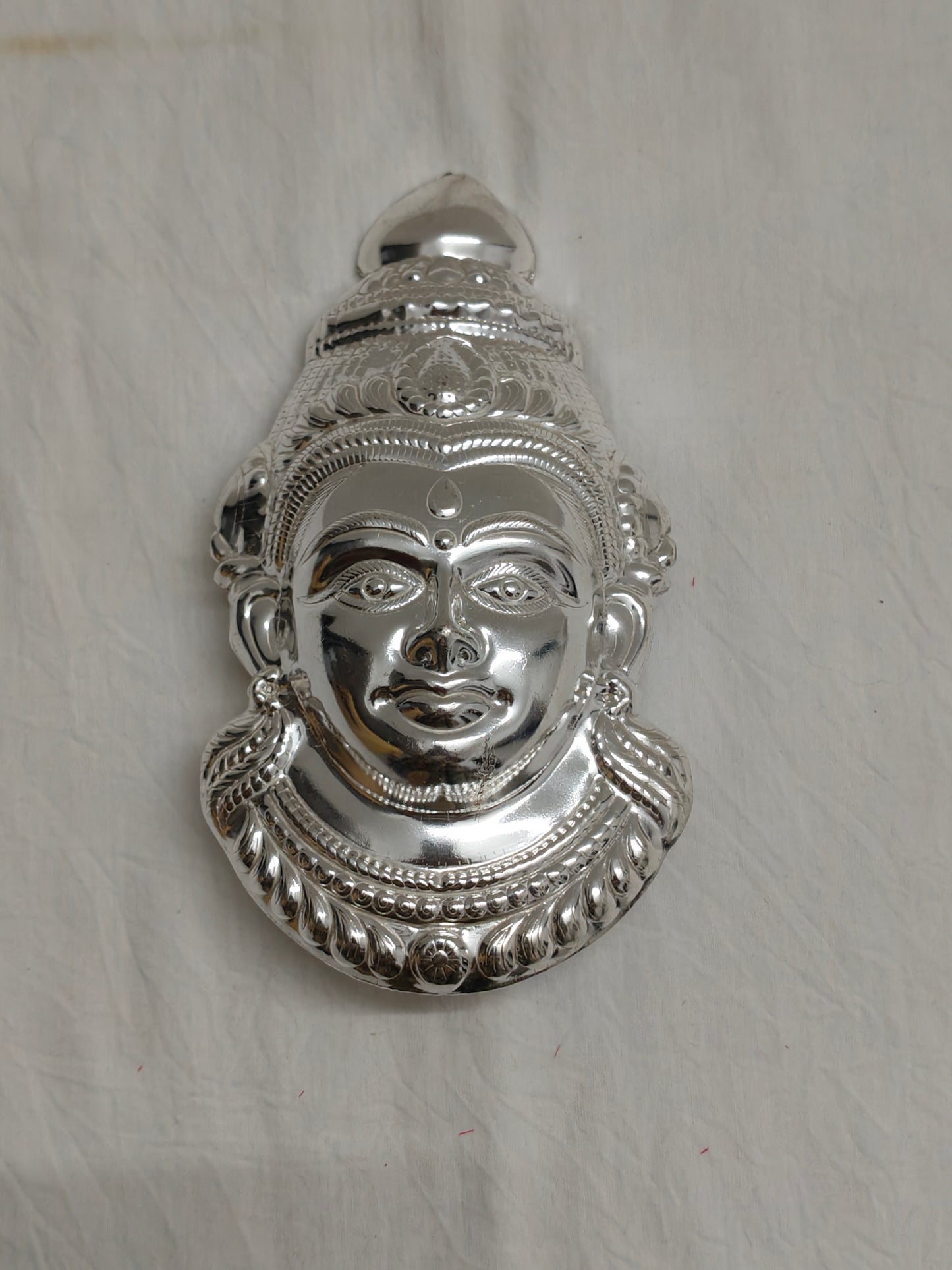German Silver Goddess Gowri Face for Puja & Festivals (Ammavaru Mukham)