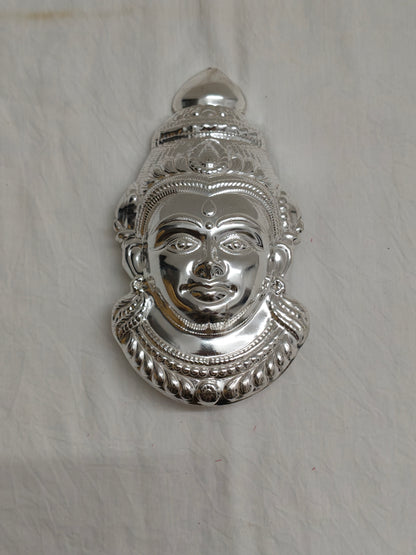 German Silver Goddess Gowri Face for Puja & Festivals (Ammavaru Mukham)