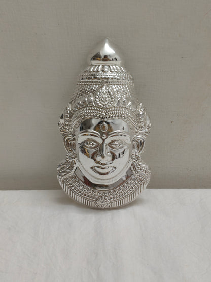 German Silver Goddess Gowri Face for Puja & Festivals (Ammavaru Mukham)
