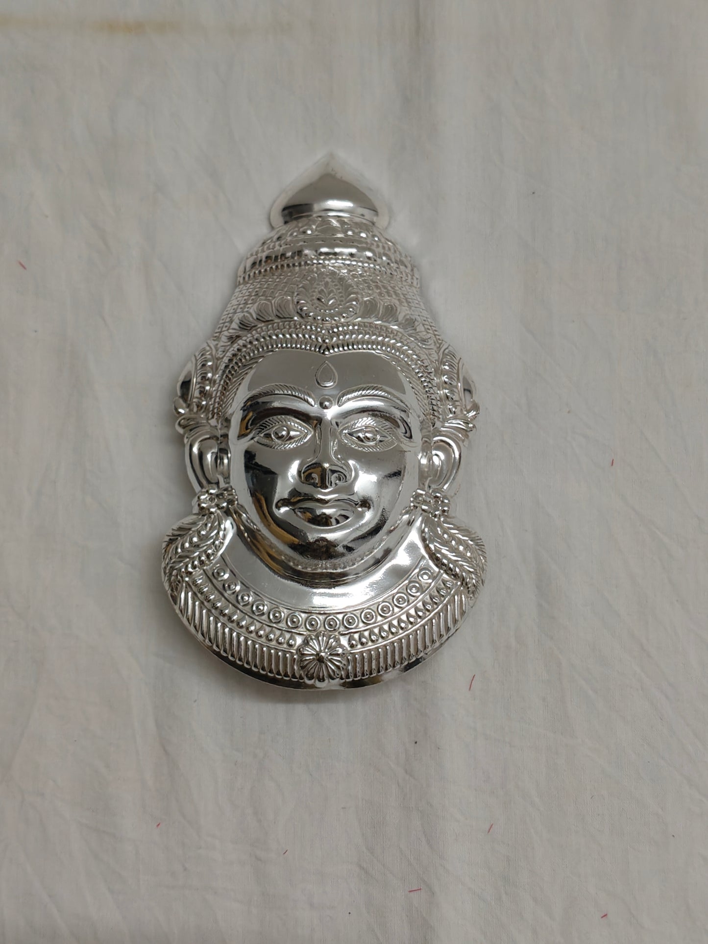 German Silver Goddess Gowri Face for Puja & Festivals (Ammavaru Mukham)