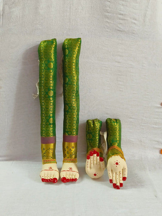 Decorated Pattu Zari Hastham Paadham - Puja Celebrations