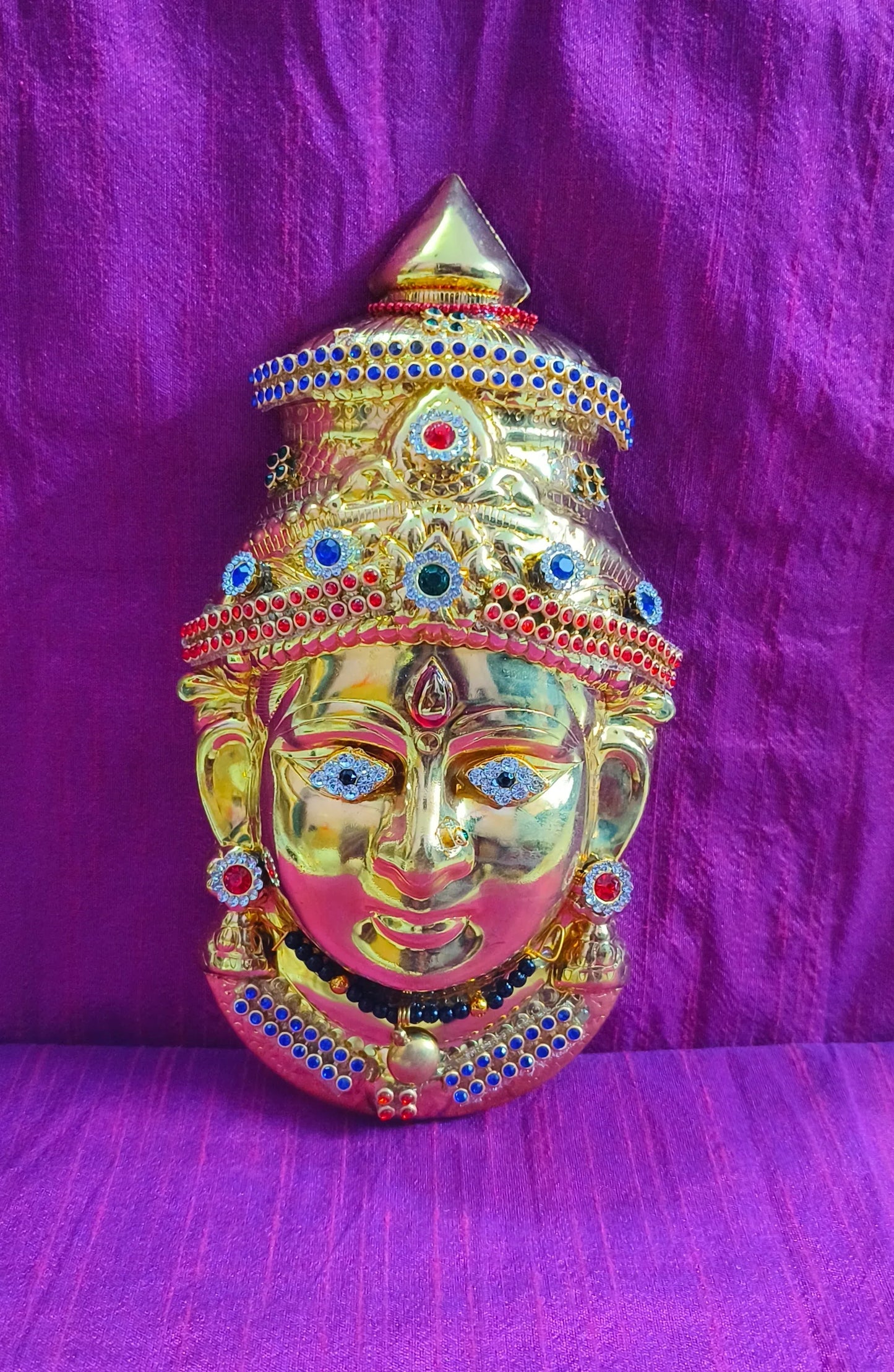 Brass Decorated Amman Devi Face - Puja Celebrations