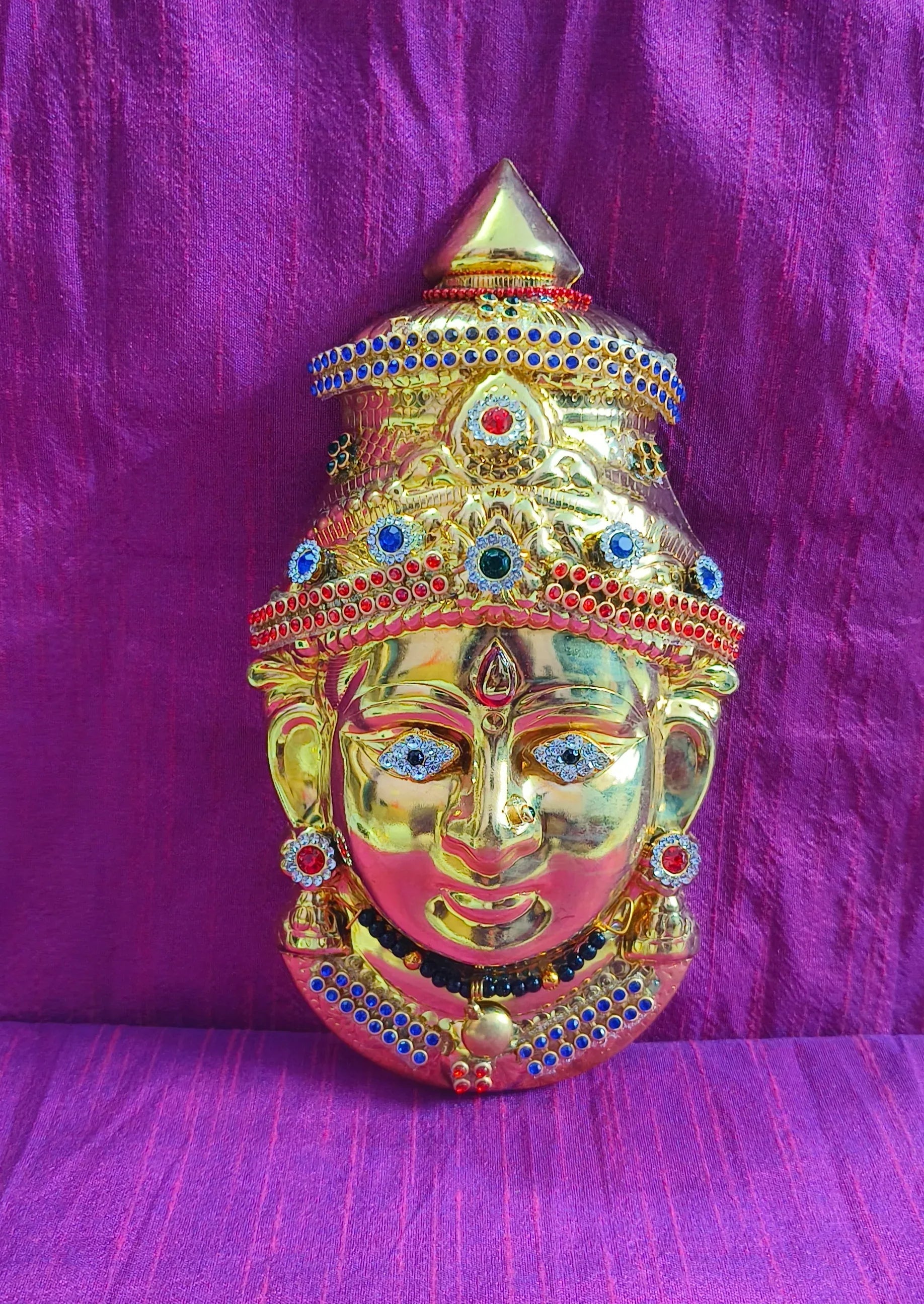 Brass Decorated Amman Devi Face - Puja Celebrations