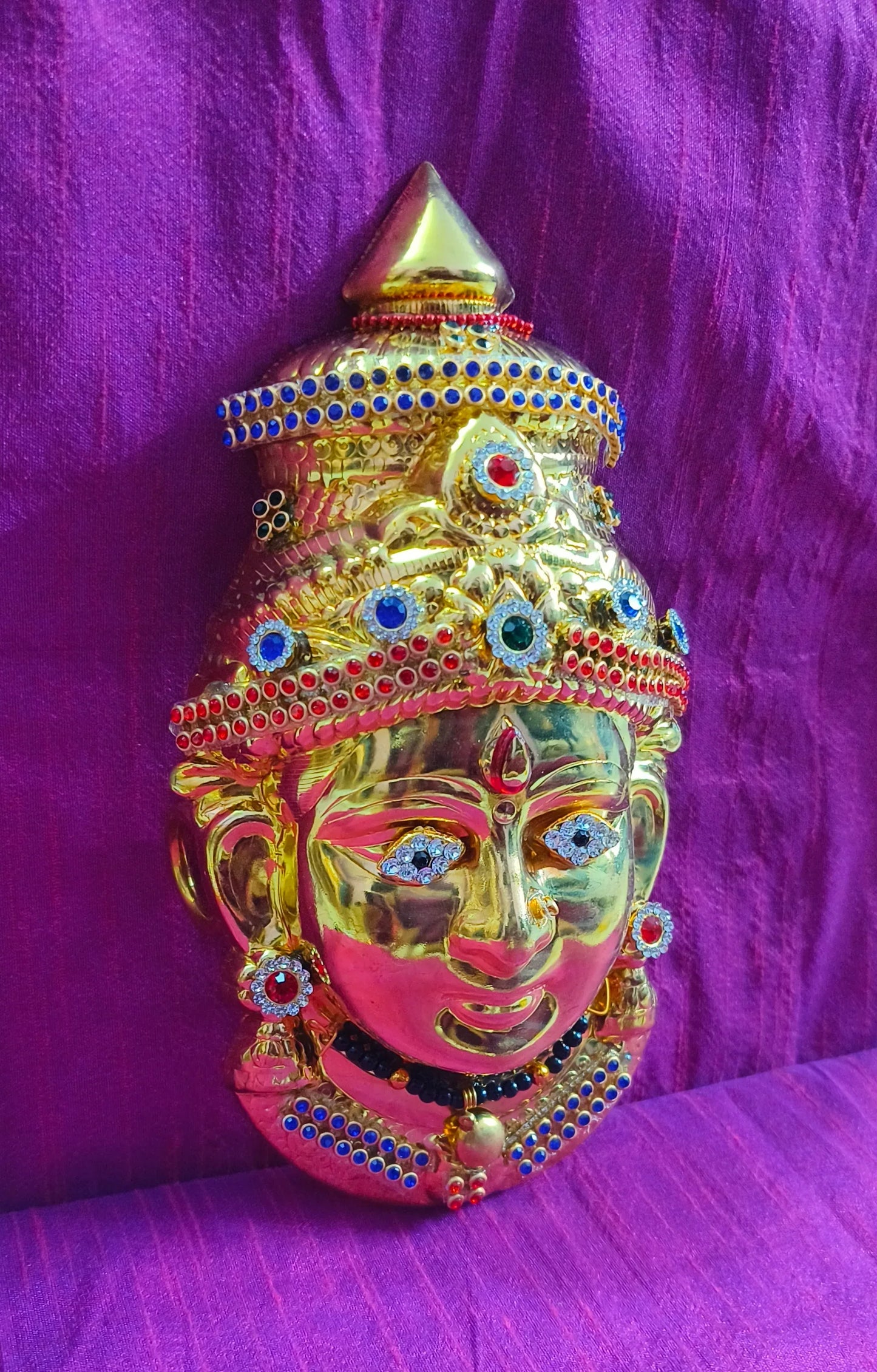 Brass Decorated Amman Devi Face - Puja Celebrations