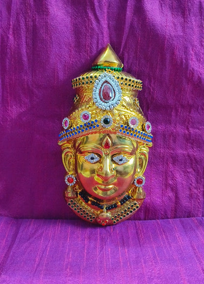 Brass Decorated Amman Devi Face - Puja Celebrations