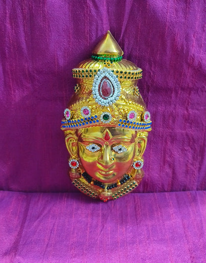 Brass Decorated Amman Devi Face - Puja Celebrations