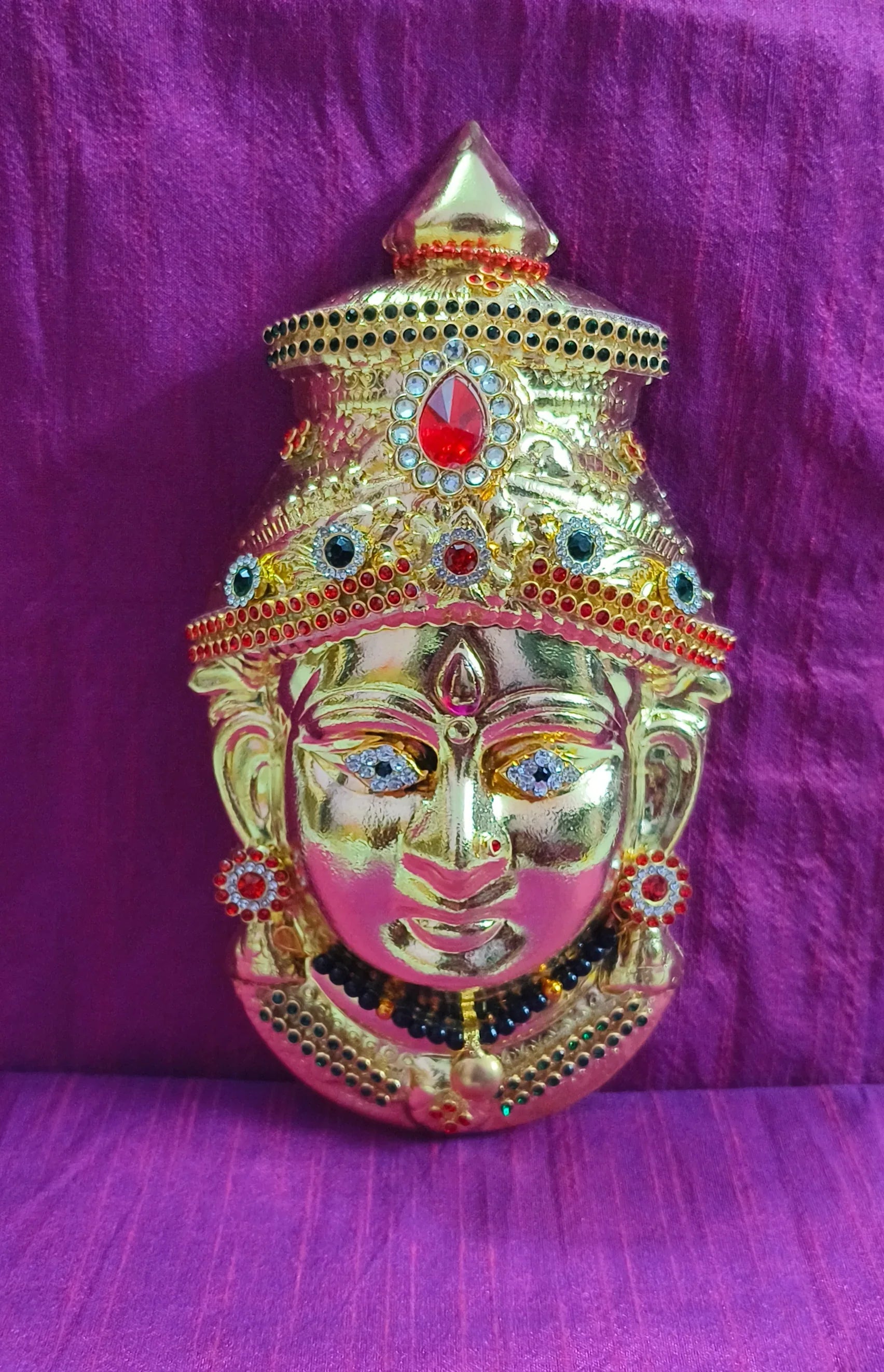 Brass Decorated Amman Devi Face - Puja Celebrations