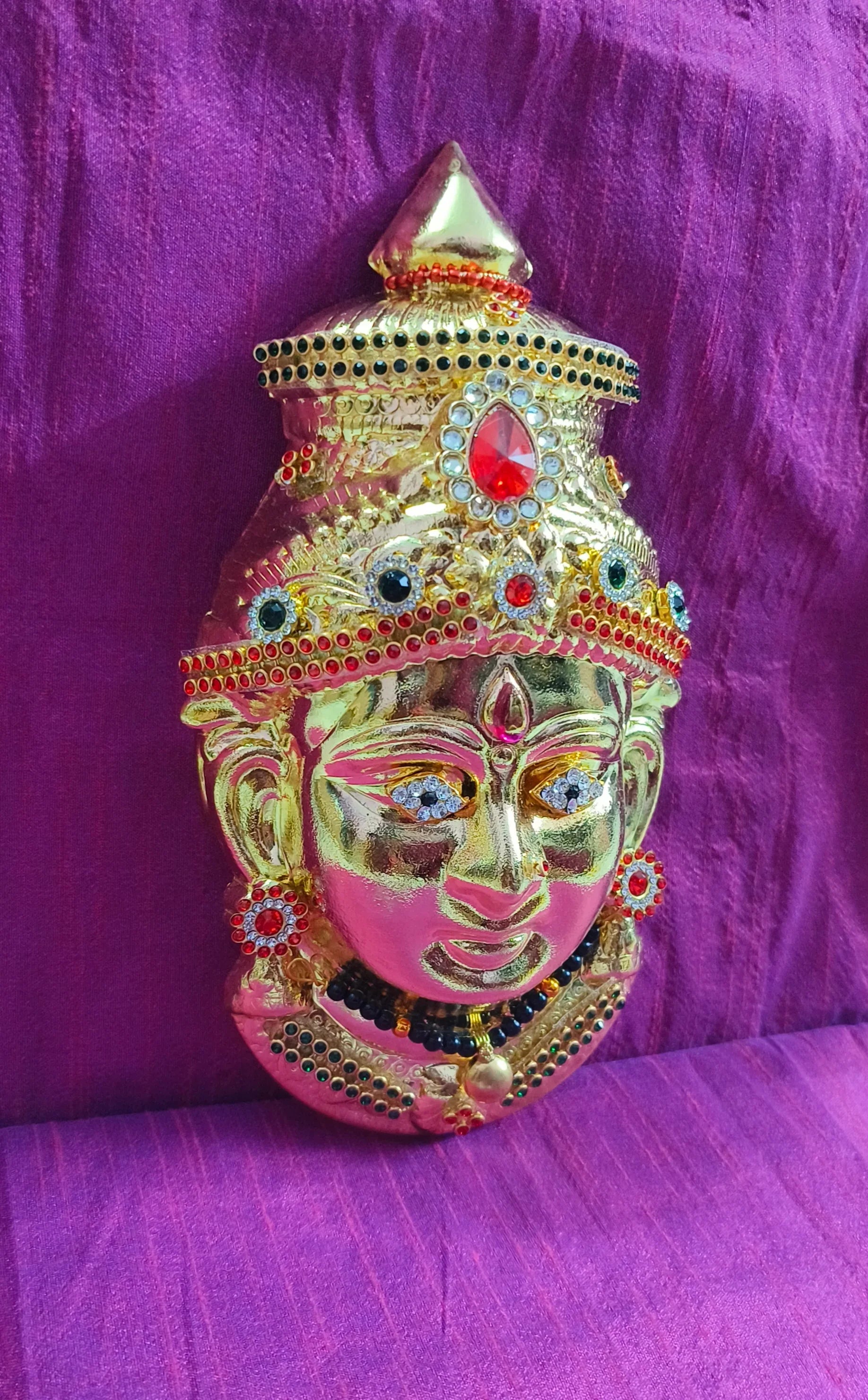 Brass Decorated Amman Devi Face - Puja Celebrations