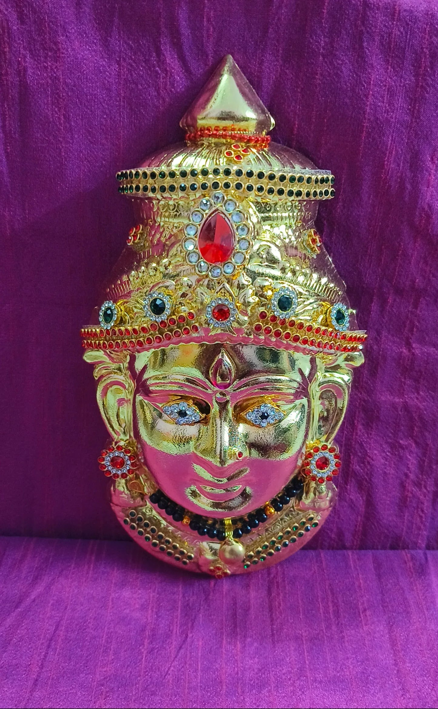 Brass Decorated Amman Devi Face - Puja Celebrations