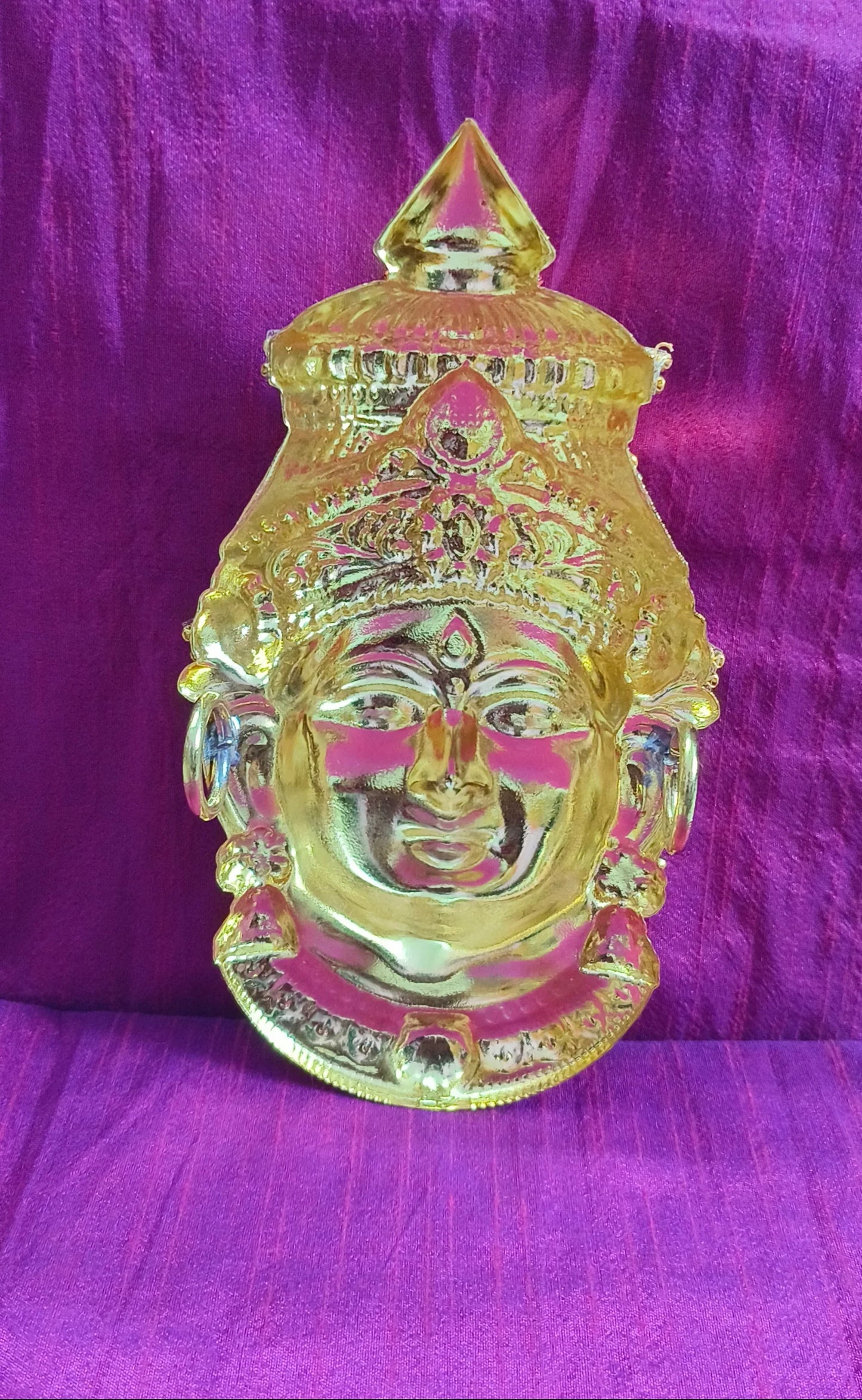 Brass Decorated Amman Devi Face - Puja Celebrations