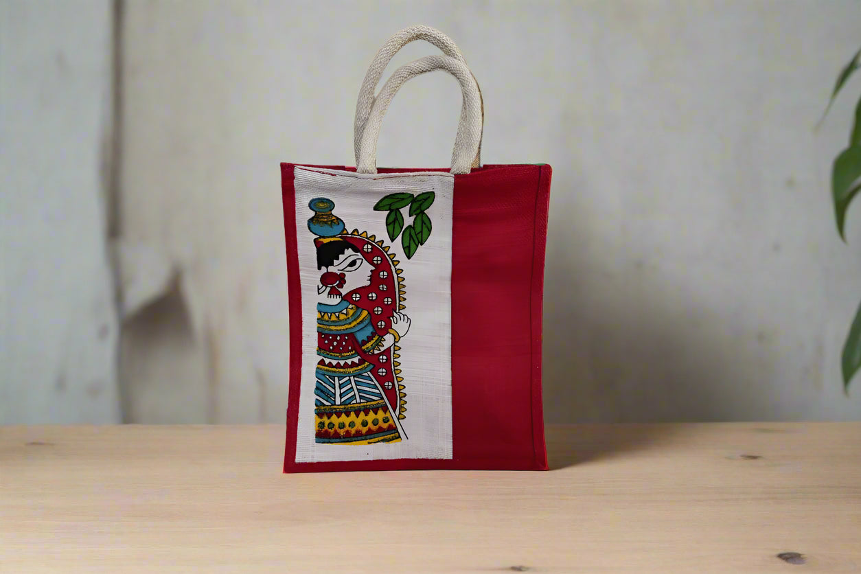 Jute Designer Print Bag,
