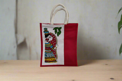 Jute Designer Print Bag,