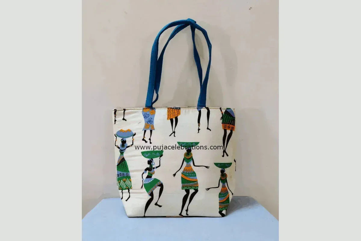 Kalamkari Design Jute Mix Bag - Puja Celebrations