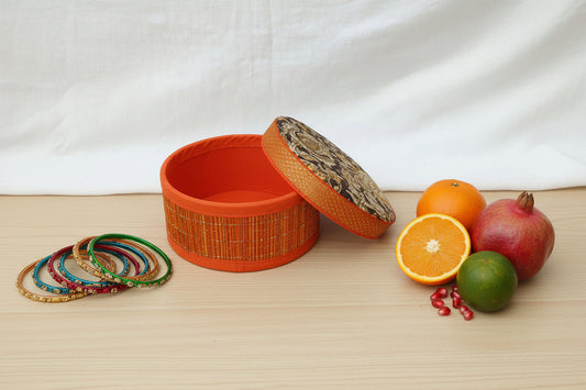 Kalamkari Round Korai Box - Puja Celebrations