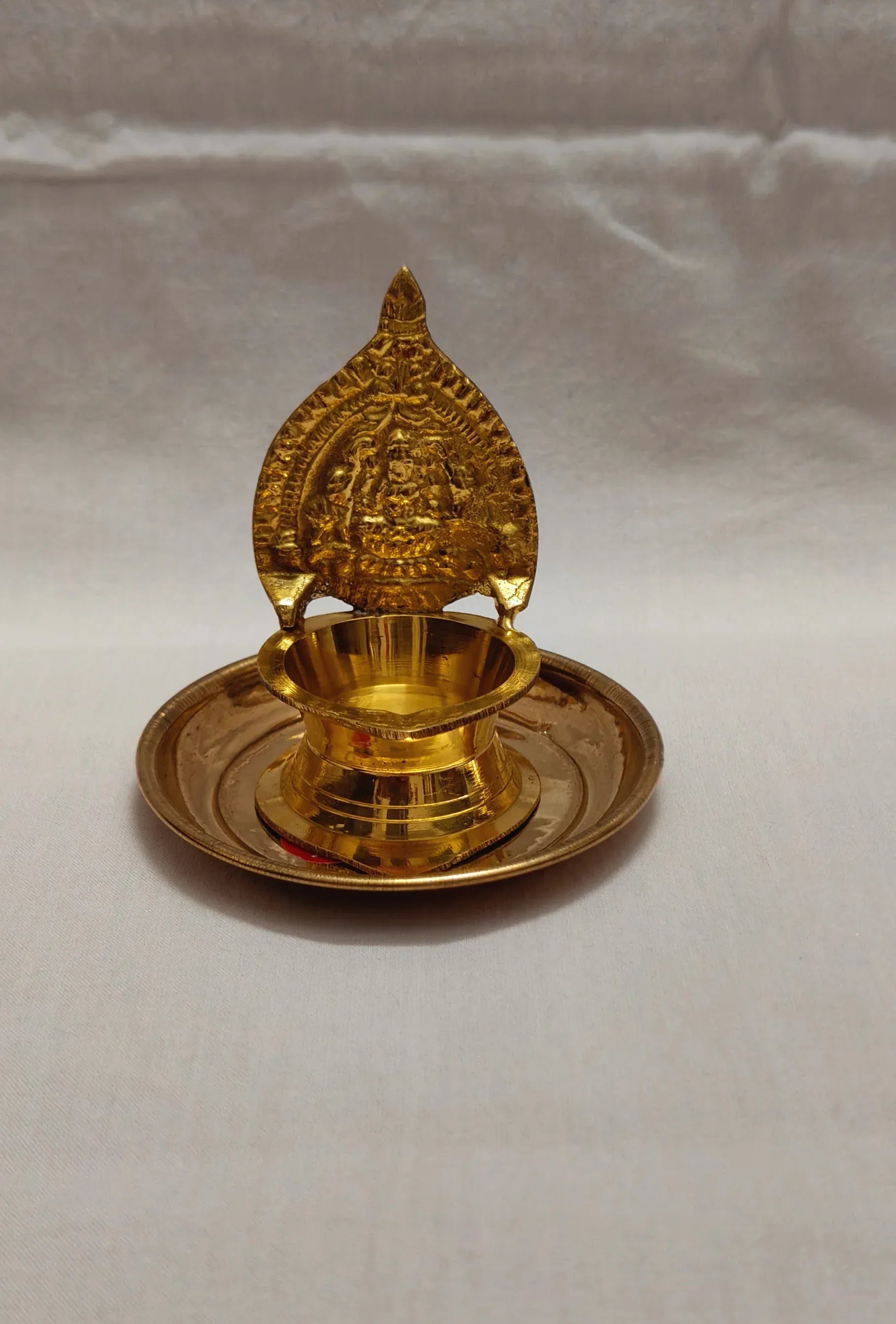 Brass Kamakshi Devi Diya with Plate - Puja Celebrations