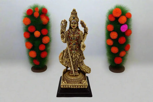 Brass Karthikeya Murugan statue with peacock
