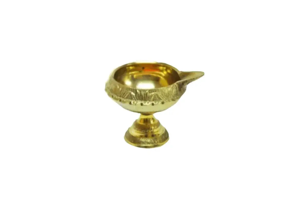 Brass Kubera Diya lit for Diwali festival decorations