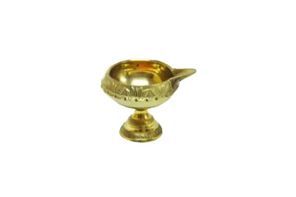 Brass Kubera Diya lit for Diwali festival decorations