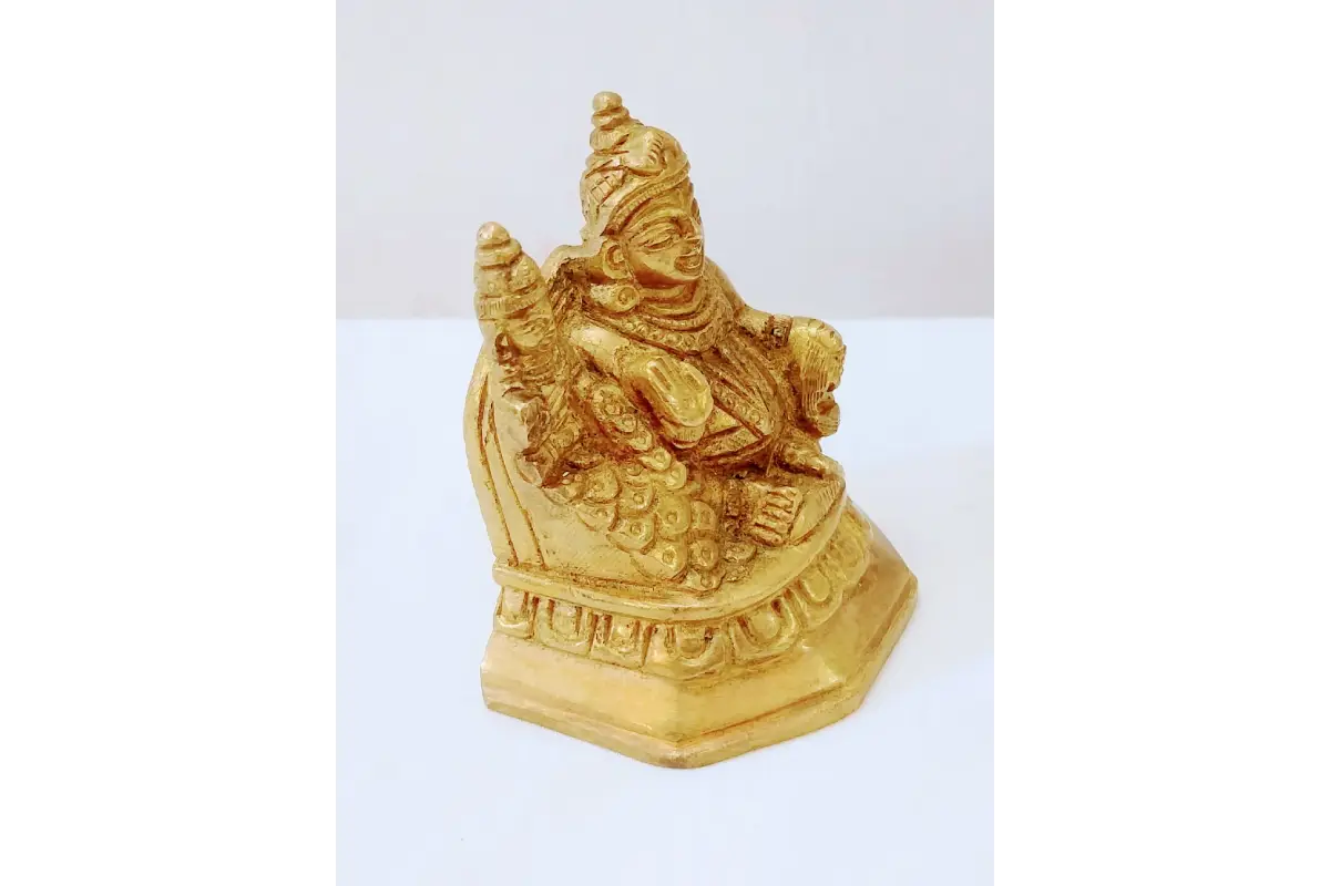 Gold Finish Brass Kuber Lakshmi Murti for Diwali Puja