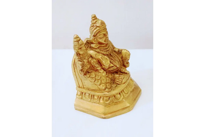 Gold Finish Brass Kuber Lakshmi Murti for Diwali Puja