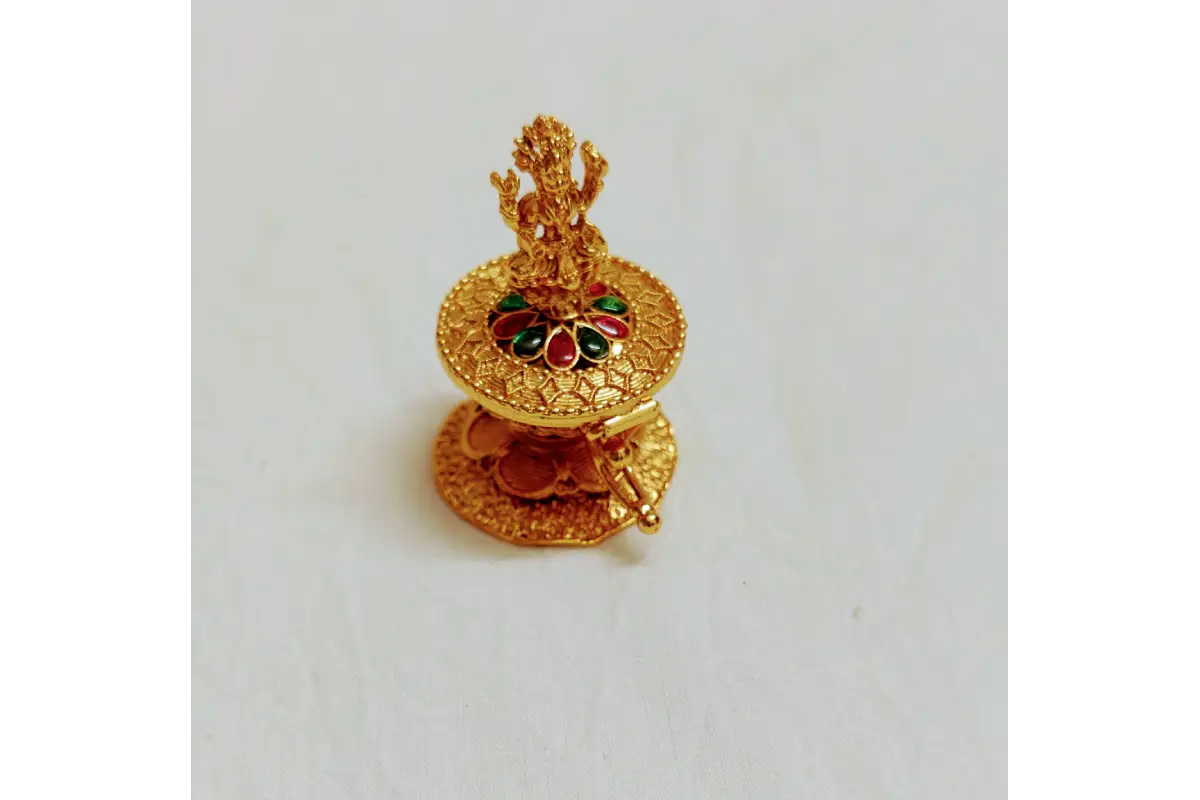 Brass Matte Lakshmi Kumkum Box