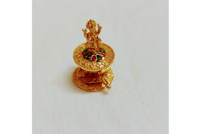 Brass Matte Lakshmi Kumkum Box