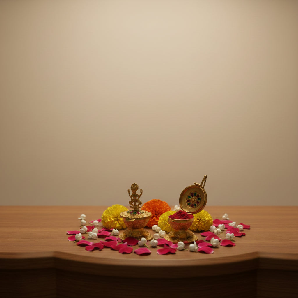 Brass Matte Lakshmi Kumkum Box