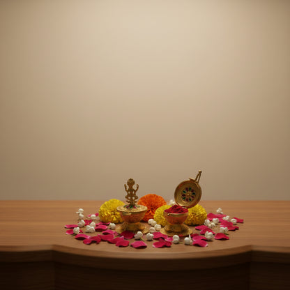 Brass Matte Lakshmi Kumkum Box