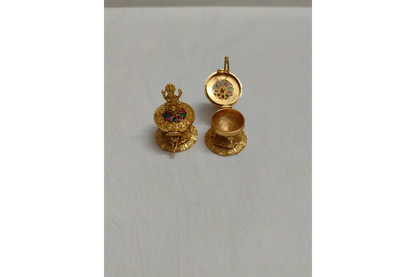 Brass Matte Lakshmi Kumkum Box