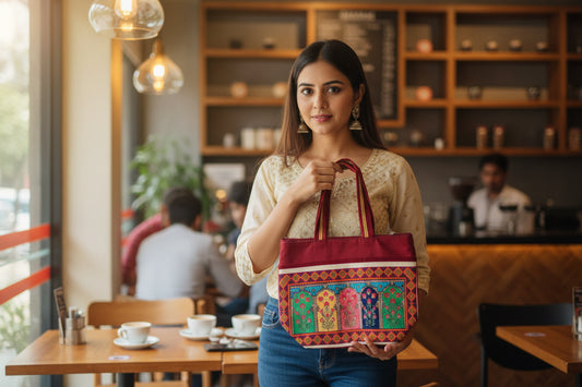 Ladies Embroidered Fabric Handbag - Return gift for engagement