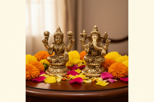 Brass Lakshmi Ganesha Statue