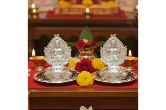 Lakshmi Silver Plated Diya Set