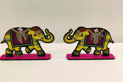 Elegant MDF Standing Elephant Décor for Varamahalakshmi & Festive Gifting