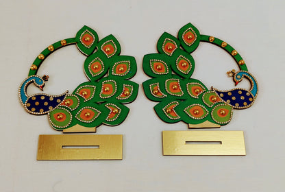MDF Peacock Stand for Golu Plate Decor