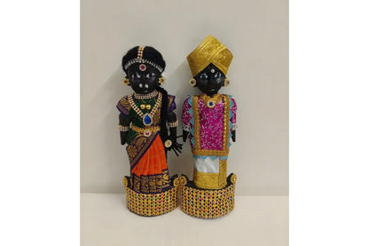 Decorated Wooden Marapachi Doll Pair - Puja Celebrations