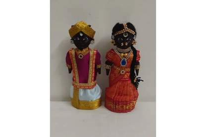 Decorated Wooden Marapachi Doll Pair - Puja Celebrations
